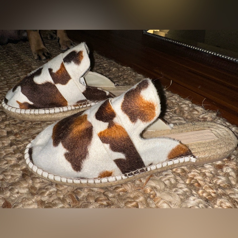 Loafer mule espadrilles in cow print
